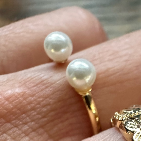 78A. Freshwater Pearl .925 Sterling Silver Vermeil Opening Adjustable Ring ONE - Picture 4 of 12